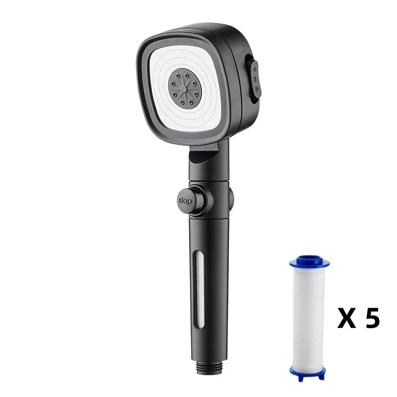 3 Modes Built-in Filiter High Pressure Shower Head with One-key Stop Button Shower Massage Spa Handheld Showerhead For Bathroom