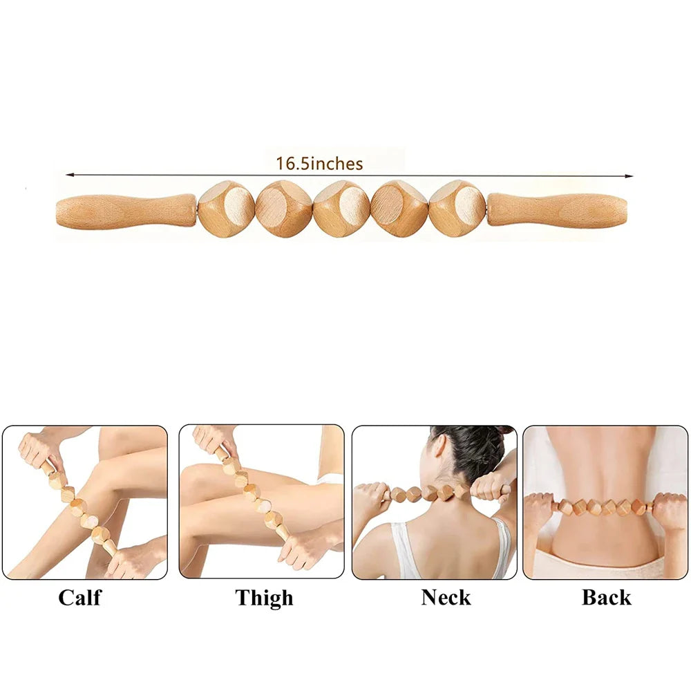 Wood Therapy Roller Gear Stick – High-Quality Natural Wood Massage Tool