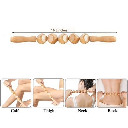 Wood Therapy Roller Gear Stick – High-Quality Natural Wood Massage Tool