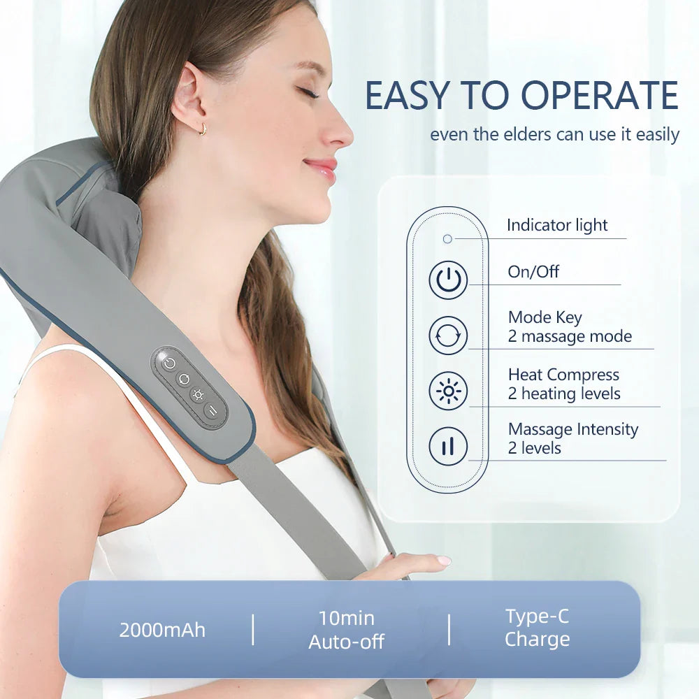 Foreverlily 26W Neck And Shoulder Massager – Powerful Wireless Kneading Comfort
