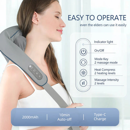 Foreverlily 26W Neck And Shoulder Massager – Powerful Wireless Kneading Comfort
