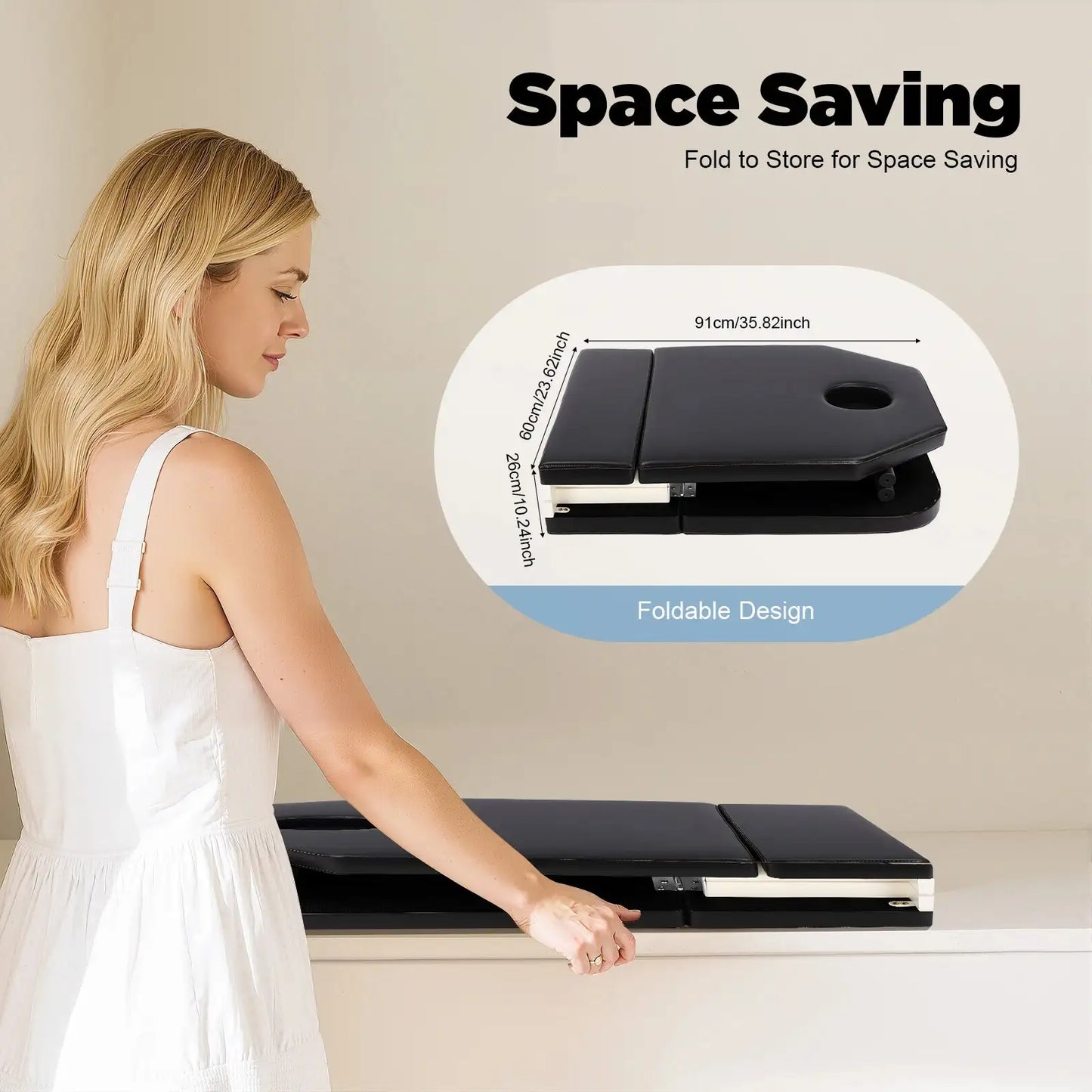 Foldable Massage Table With Pillow – Adjustable Backrest