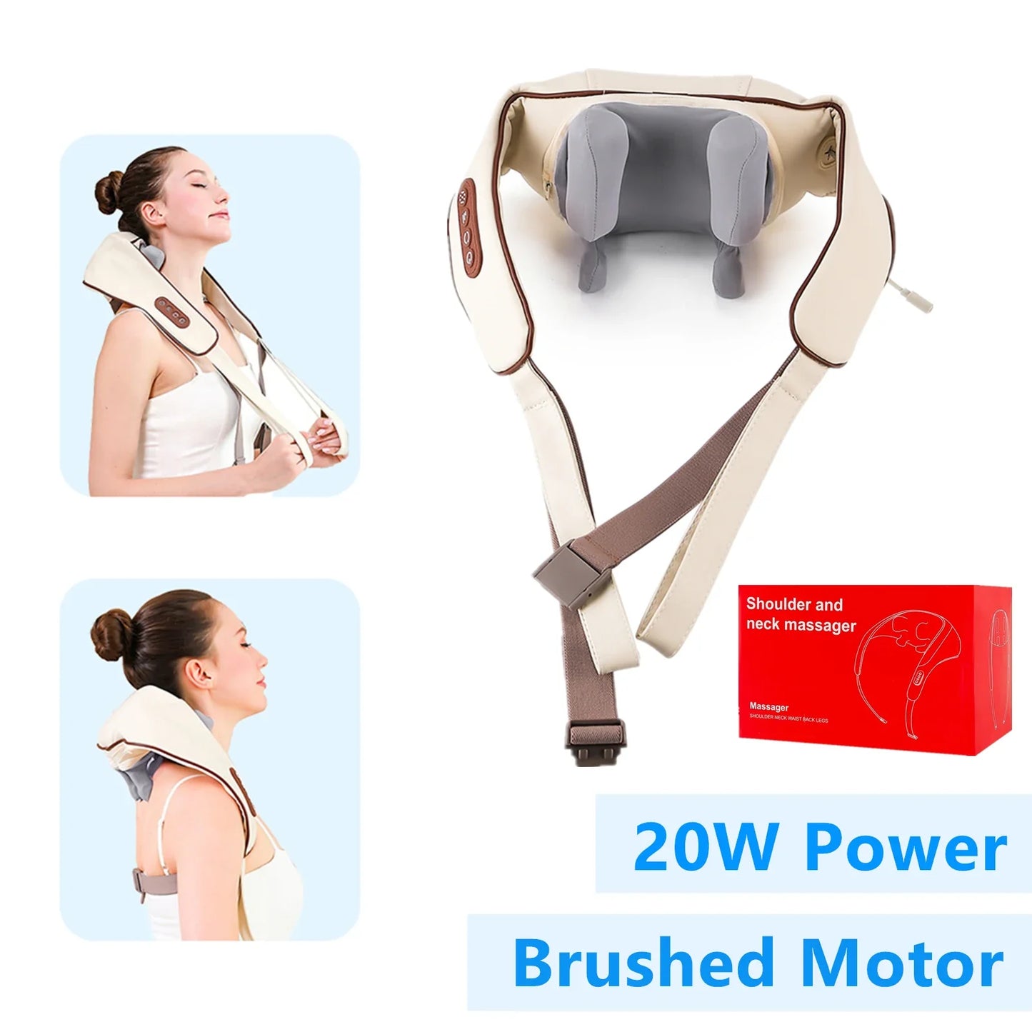 Foreverlily 26W Brushless Motor Neck And Shoulder Massager – Wireless Kneading Relaxation