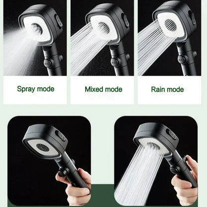 3 Modes Built-in Filiter High Pressure Shower Head with One-key Stop Button Shower Massage Spa Handheld Showerhead For Bathroom