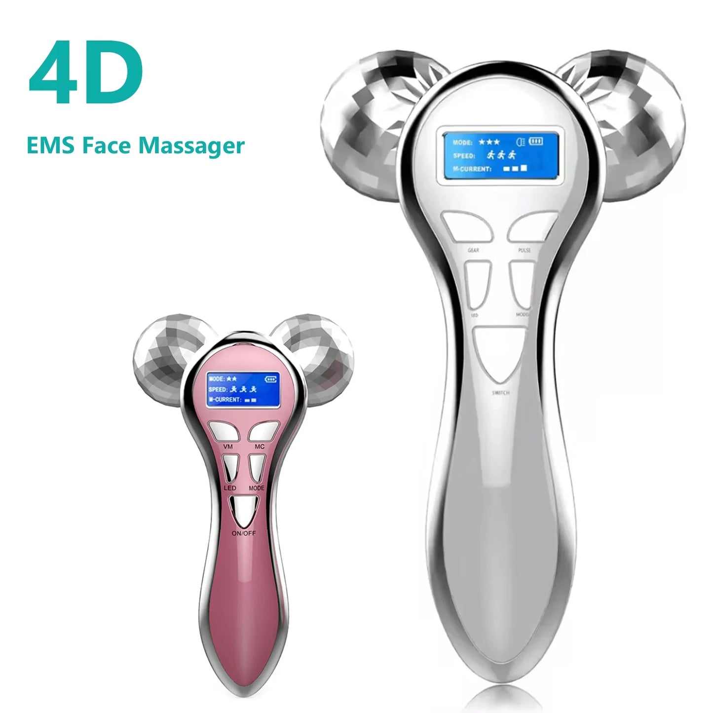 4D EMS Face Massager Roller – Microcurrent Facial Lifting