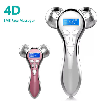 4D EMS Face Massager Roller – Microcurrent Facial Lifting