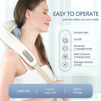 Foreverlily 26W Brushless Motor Neck And Shoulder Massager – Wireless Kneading Relaxation