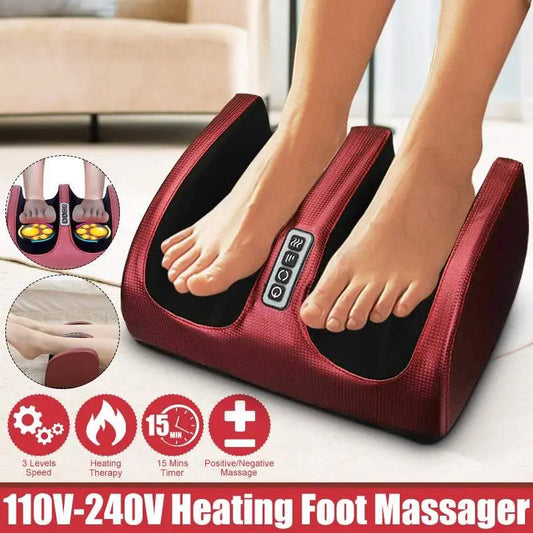 Electric Foot Massager with Heating, Shiatsu Kneading and