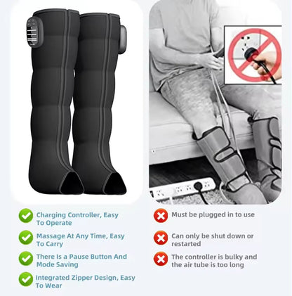 Air Compression Leg Massage Boots – Rechargeable Battery