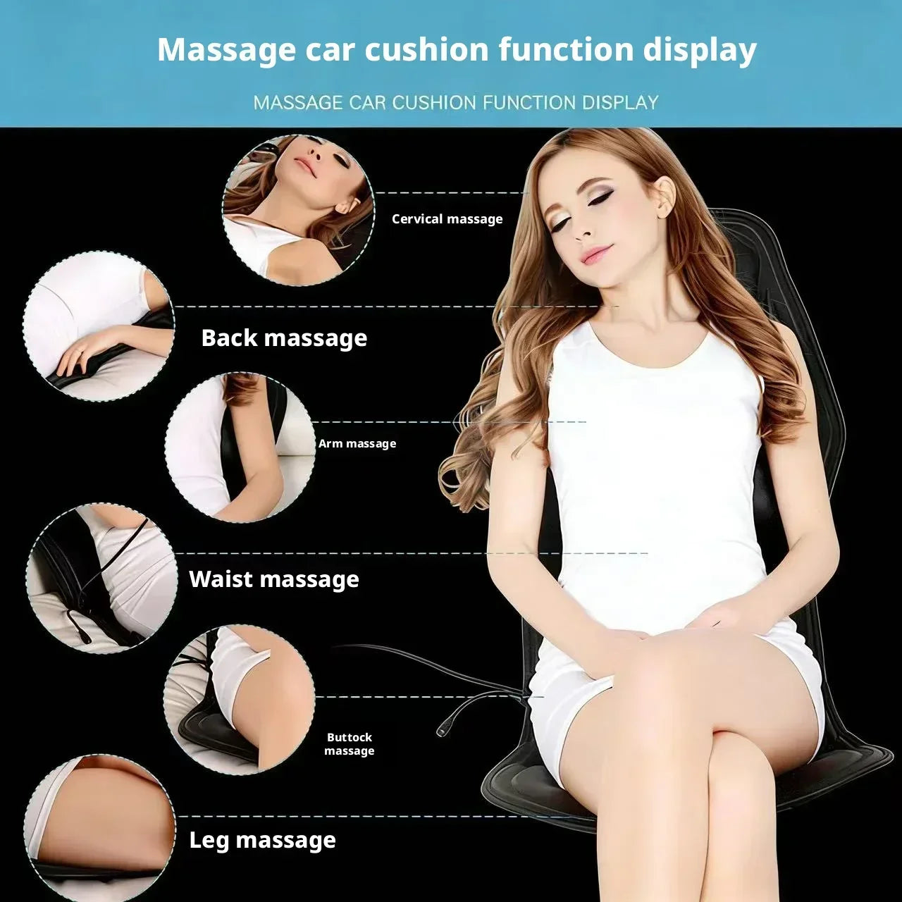 Electric Heating Massage Pad for Back, Universal Car and Home Chair Massager