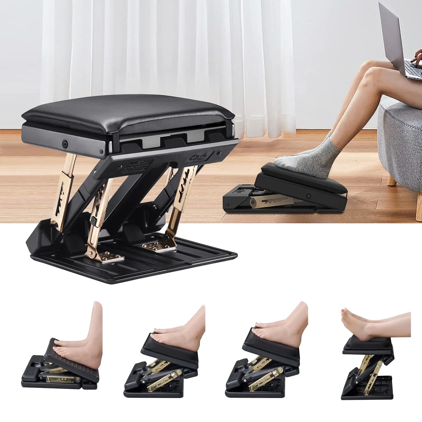 Adjustable Desk Footrest Cushioned Massage Anti Slip