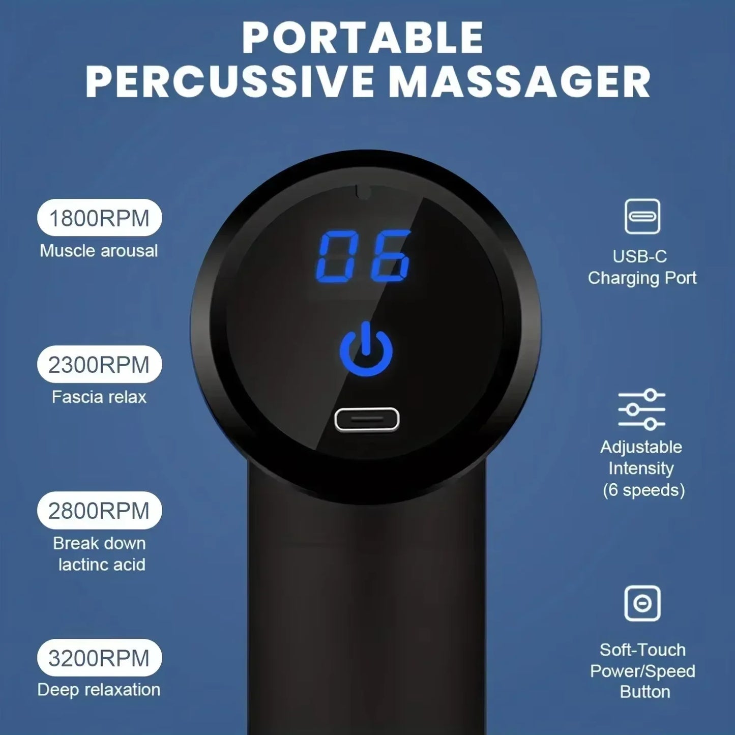Fascial Massage Gun – Deep Tissue Relief with LED Touch Screen