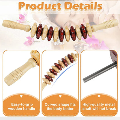 Wood Therapy Roller Gear Stick – High-Quality Natural Wood Massage Tool