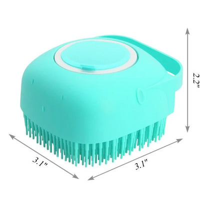 2-in-1 Dog and Cat Shampoo Brush with Silicone Massage Scrubber