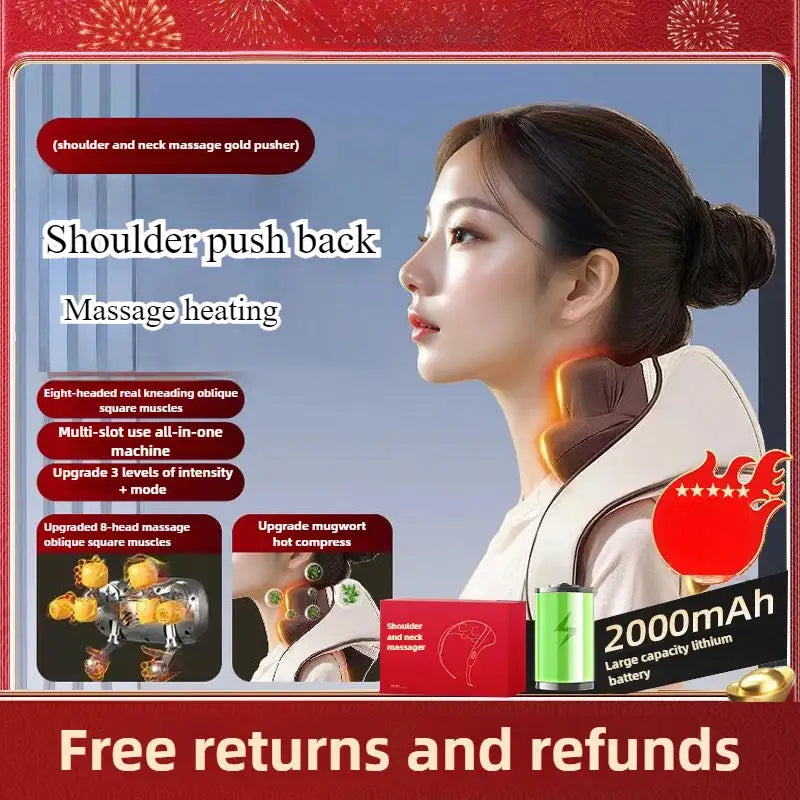 8 Head Kneading Wireless Neck Massager With Infrared Heat