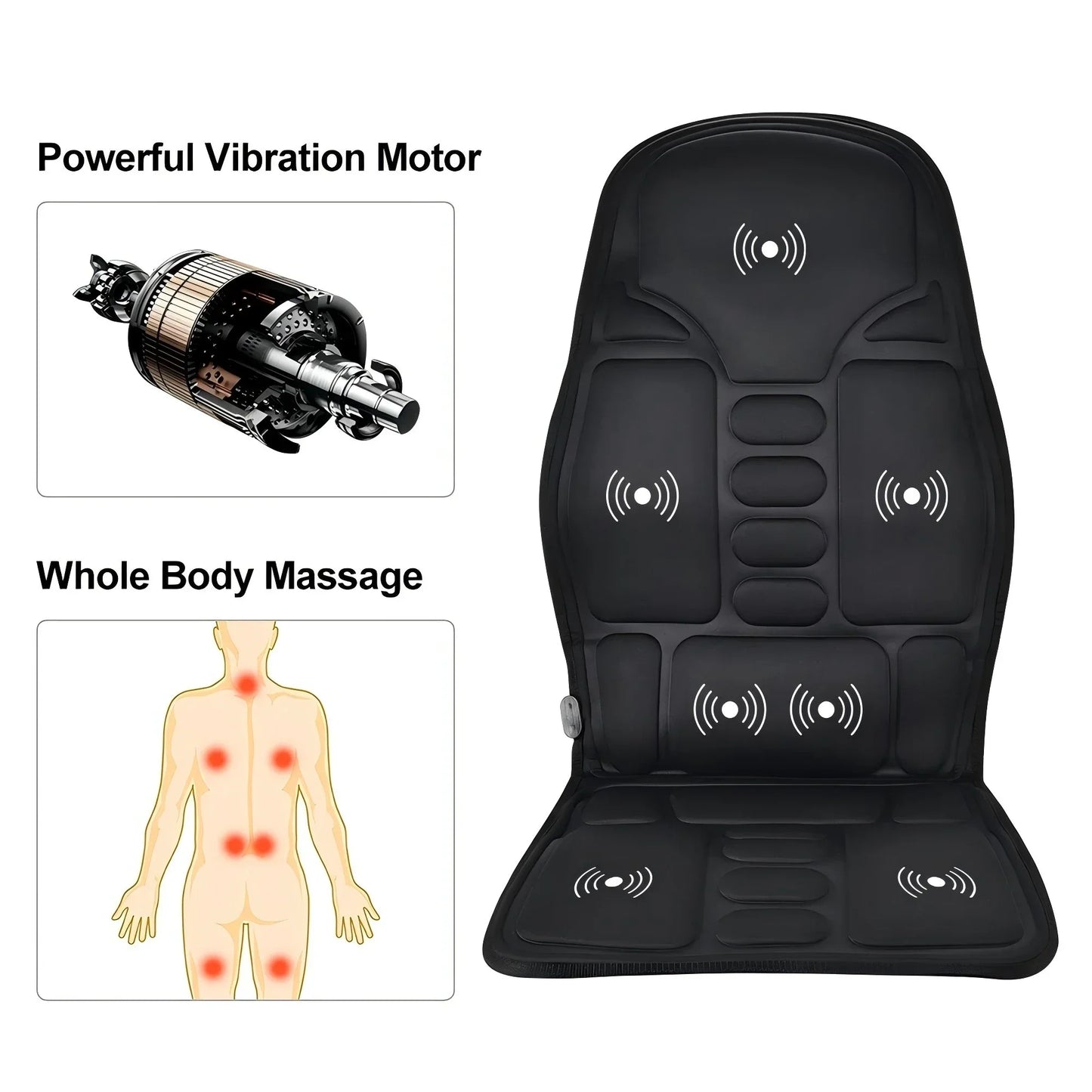 Soft Massage Cushion for Neck, Back, Waist and Hips, Adjustable Modes