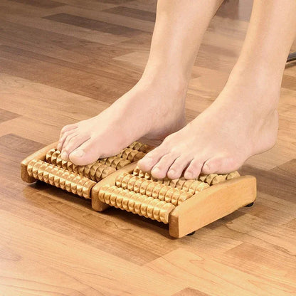 5 Row Wooden Foot Massage Roller – Acupressure Pain Relief Stimulator