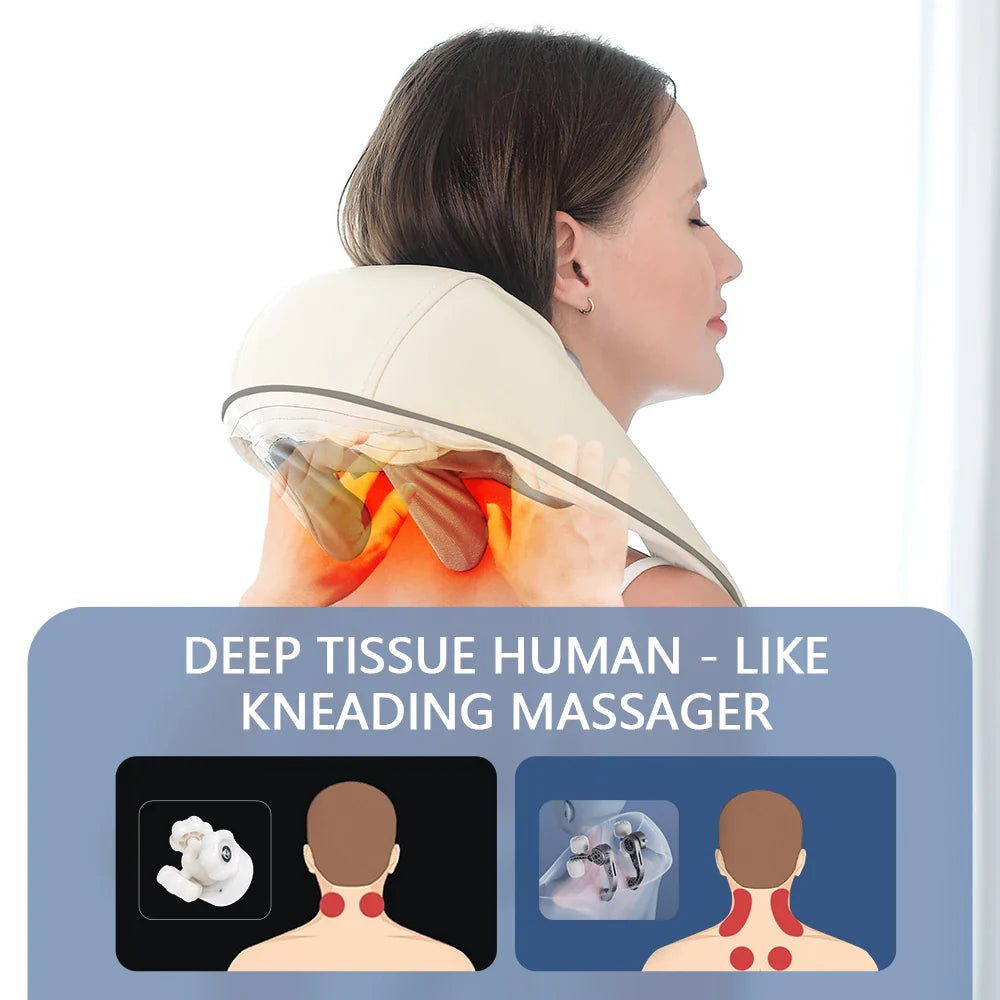 Foreverlily 26W Brushless Motor Neck And Shoulder Massager – Wireless Kneading Relaxation