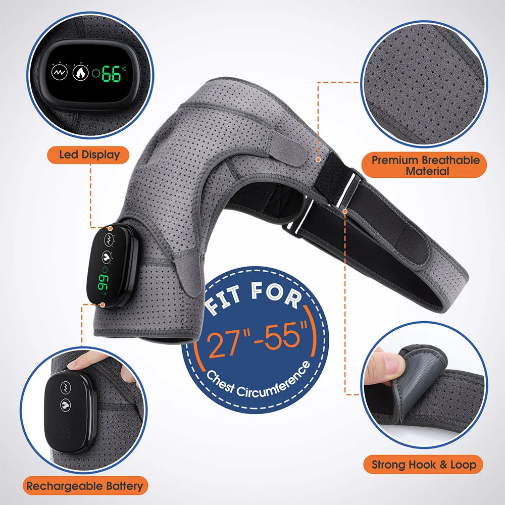 Rechargeable Wireless Shoulder Massager With Heat Vibration