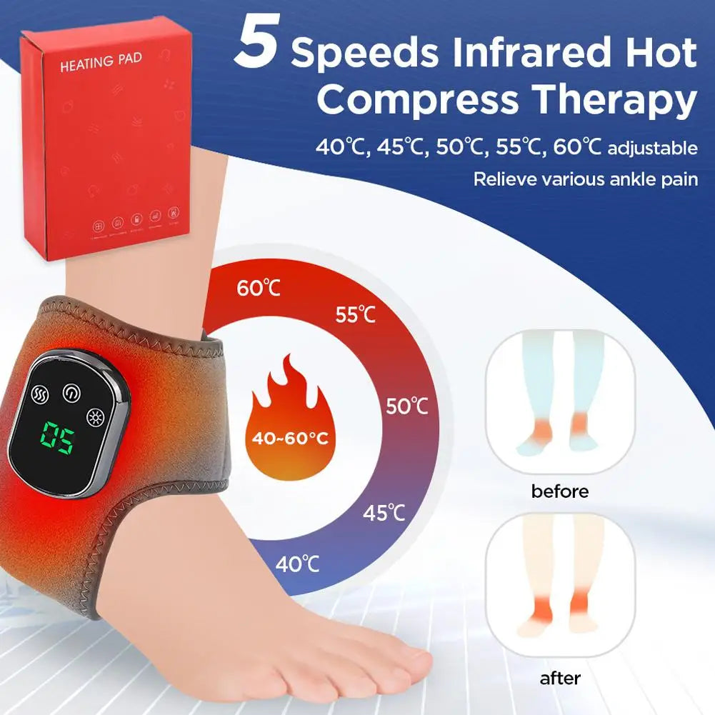 Electric Foot Massager with Heat and Ankle Wrap for Plantar Fasciitis