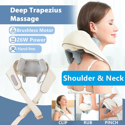 Foreverlily 26W Brushless Motor Neck And Shoulder Massager – Wireless Kneading Relief