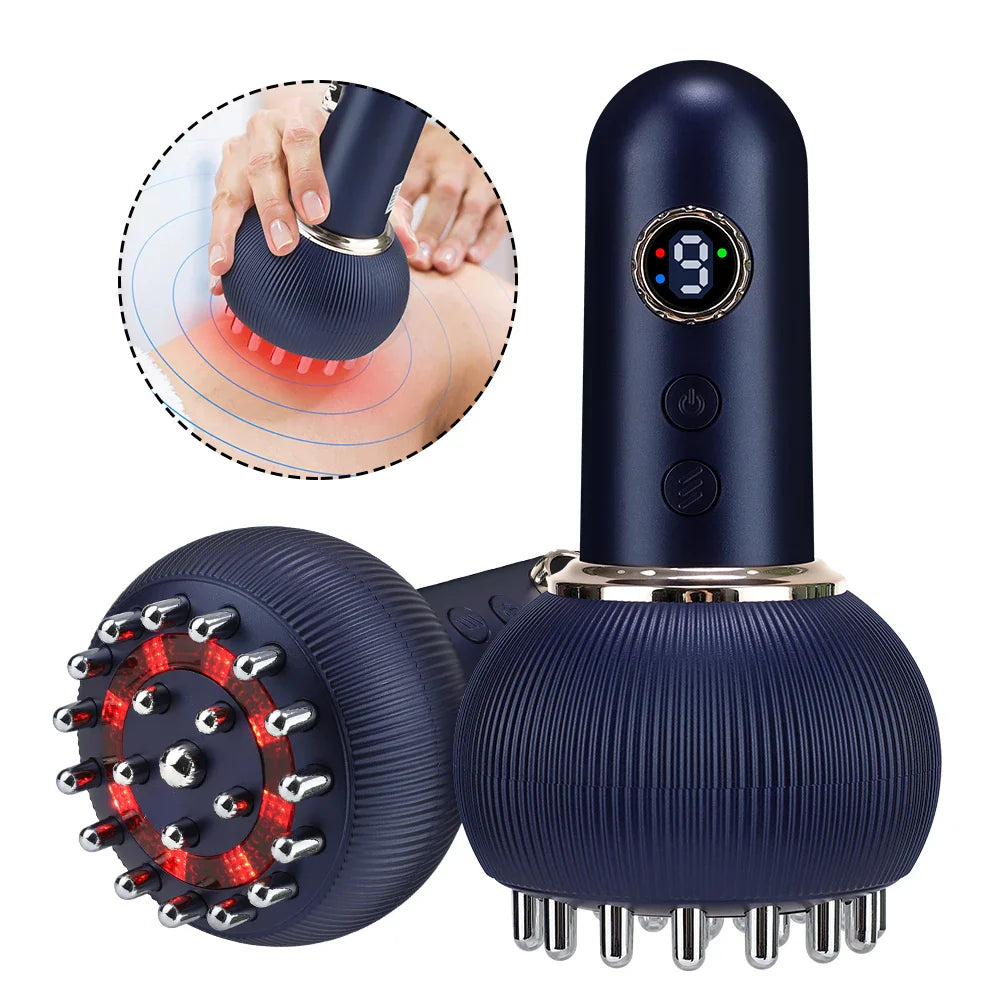 Meridian EMS Pulse Heating Massage Guasha Lymph Drainage Brush