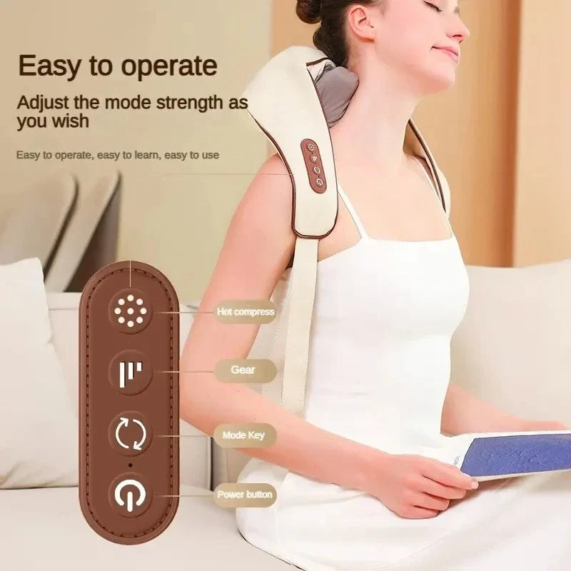 Wireless Neck Back Massager 5D Shiatsu Heated Pillow