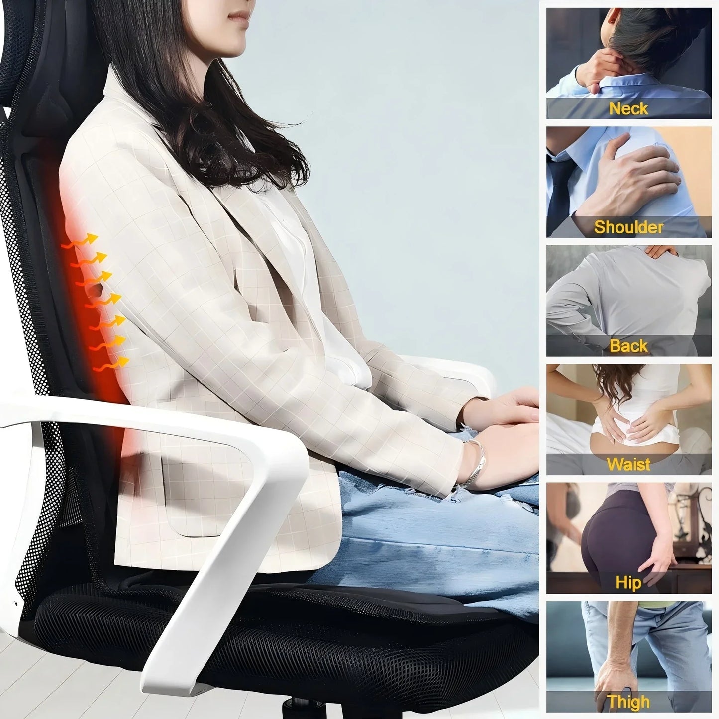 Massage Seat Cushion With Heated Acupoint Massage, Portable Full Body Pad