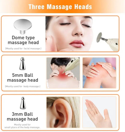Rechargeable Electronic Acupuncture Pen with 3 Massage Heads, Meridian Finder