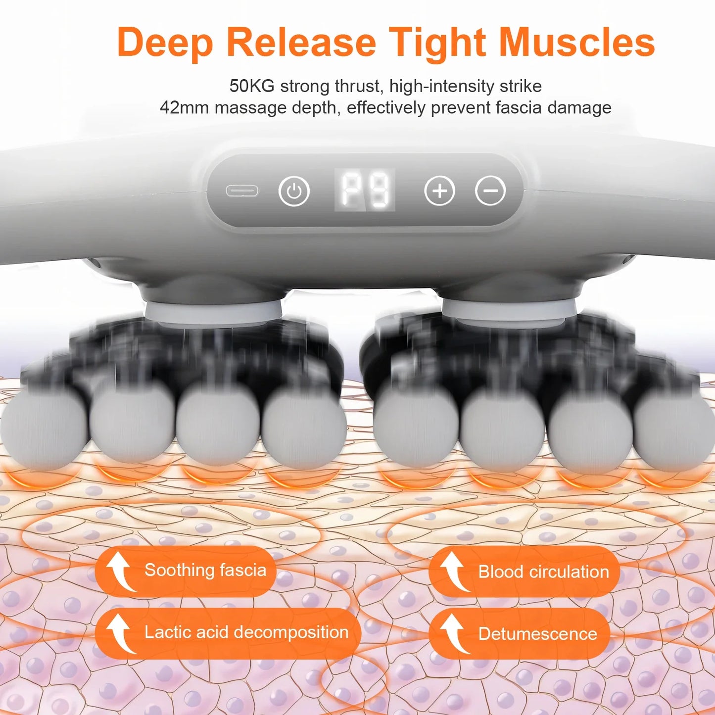 Wireless Fascia Gun with High Frequency Vibration, Deep Tissue Massage