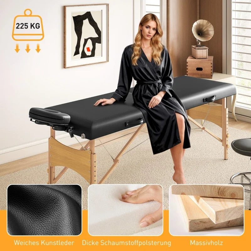 Foldable Mobile Massage Bed With Adjustable Height Headrest