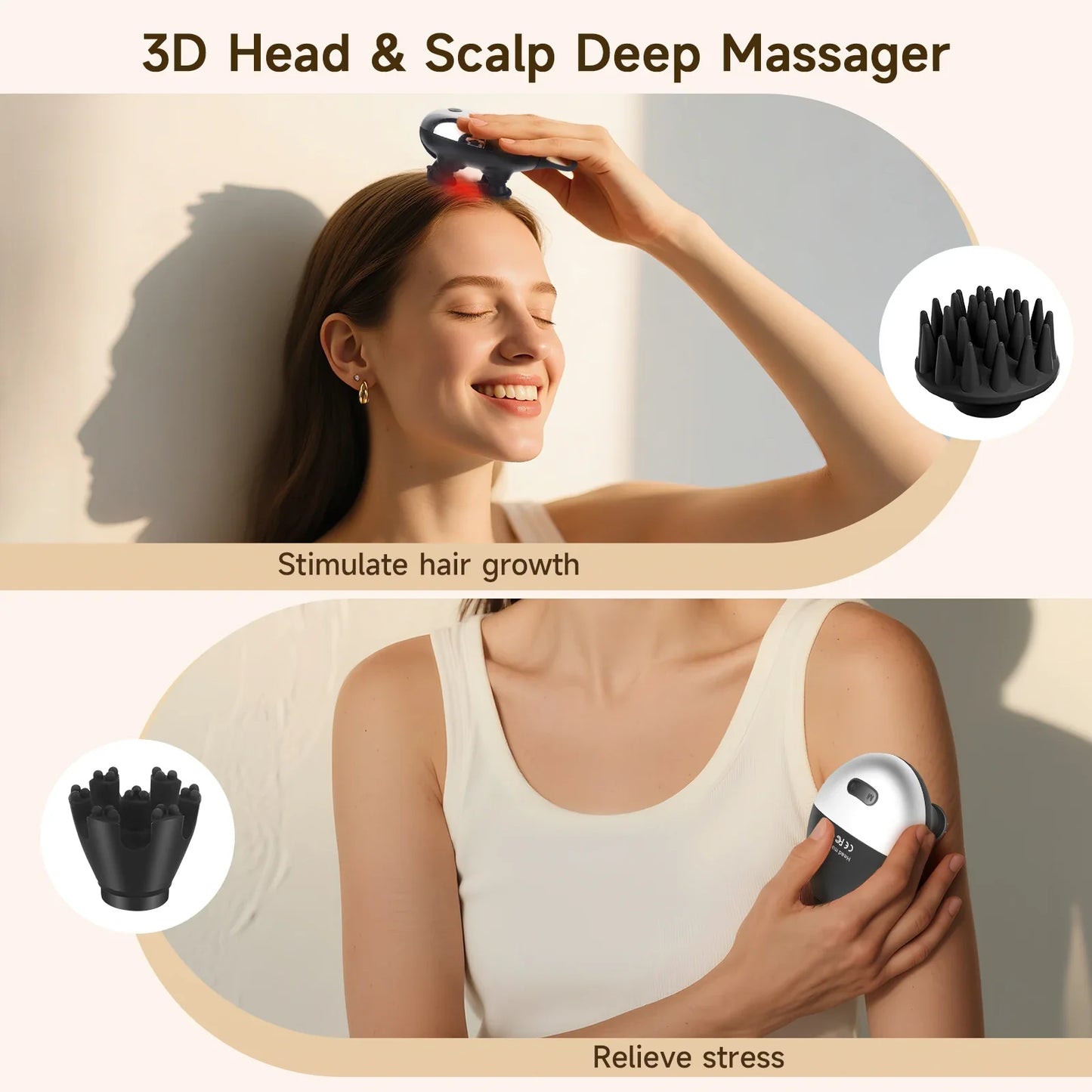 Electric Scalp Massager With 8 Heads 37 Modes Waterproof