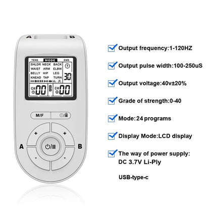 TENS EMS Physiotherapy Massager with 40 Adjustable Levels, 24 Modes