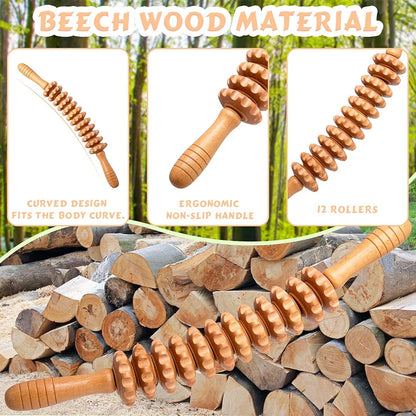 Wooden Roller Massager AL-MG-01 – 12 Wheel Relief Tool