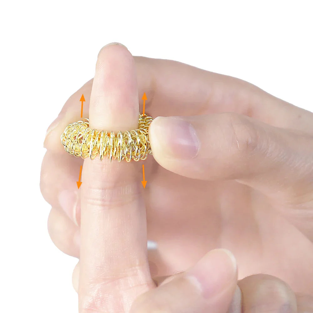 Gold Silver Plated Finger Massage Rings Spiky Acupressure