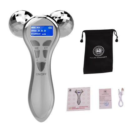4D EMS Face Massager Roller – Microcurrent Facial Lifting