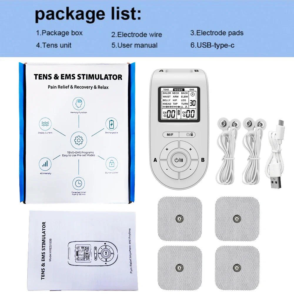 TENS EMS Physiotherapy Massager with 40 Adjustable Levels, 24 Modes