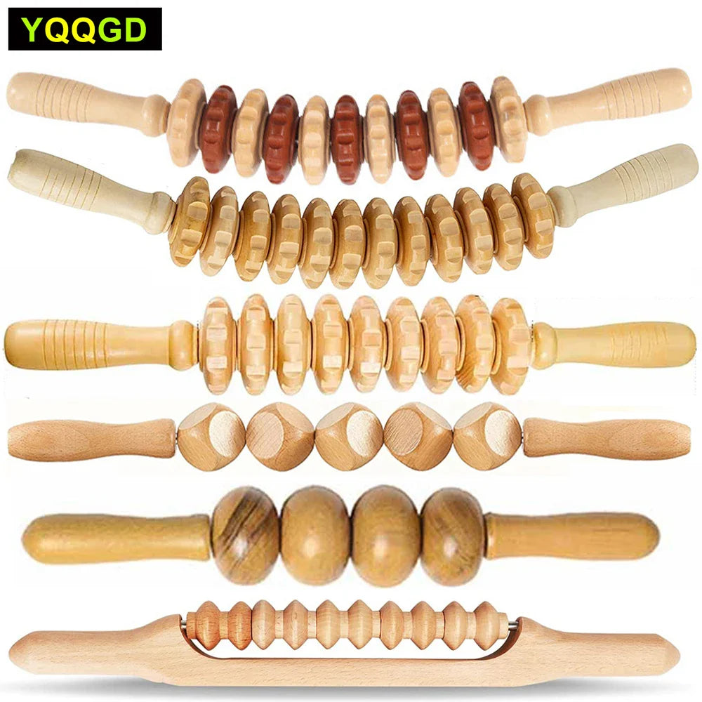 Wood Therapy Roller Gear Stick – High-Quality Natural Wood Massage Tool