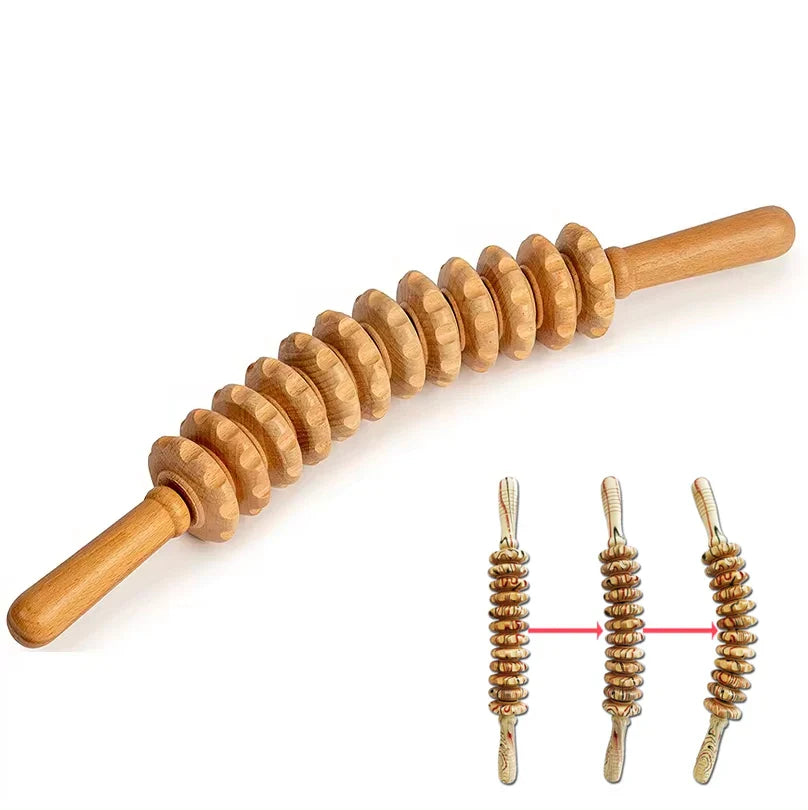 Wooden Roller Massager AL-MG-01 – 12 Wheel Relief Tool