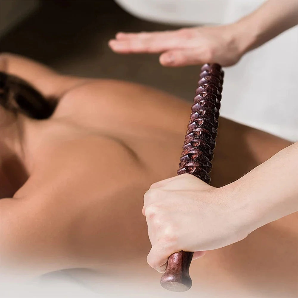 Wooden Exercise Roller Gua Sha – Handheld Muscle Massager for Sports Injuries