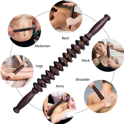 Wooden Exercise Roller Gua Sha – Handheld Muscle Massager for Sports Injuries
