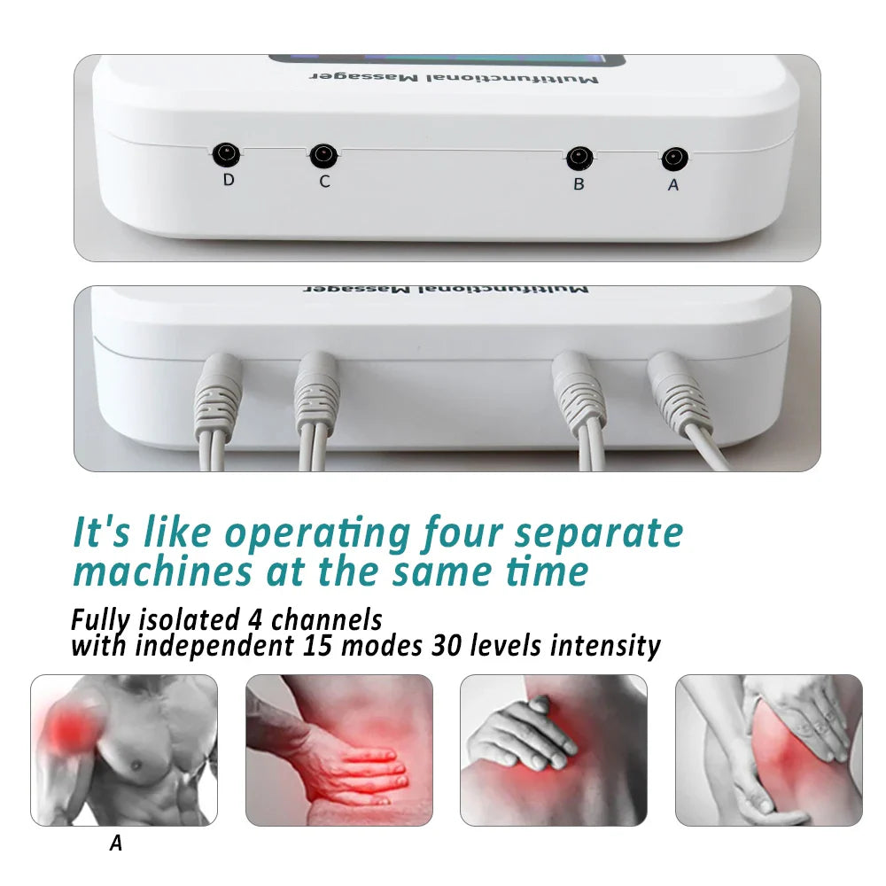 Electric 30 Levels TENS EMS Massager With Four Outputs