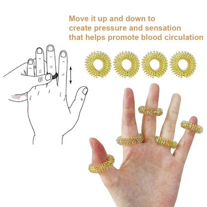 Gold Silver Plated Finger Massage Rings Spiky Acupressure