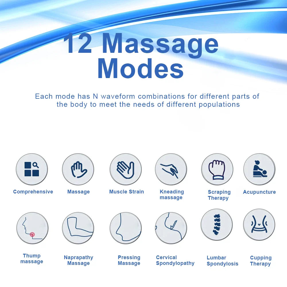 12 Modes TENS EMS Low Frequency Therapy Massager with 50 Pads