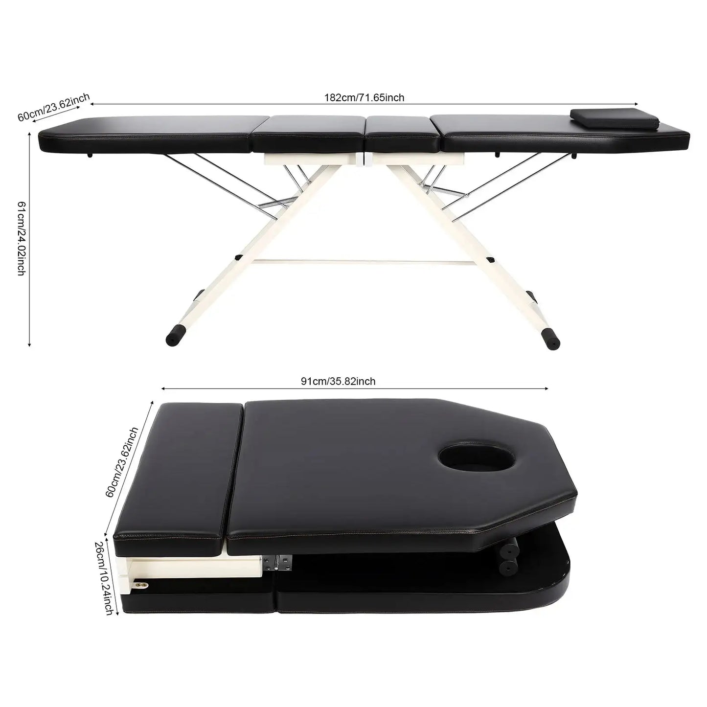 Foldable Massage Table With Pillow – Adjustable Backrest