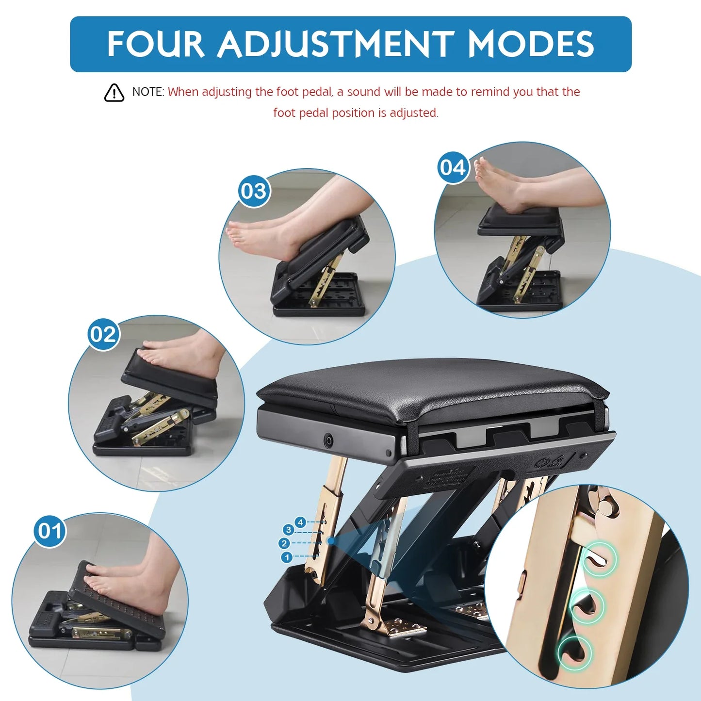 Adjustable Desk Footrest Cushioned Massage Anti Slip