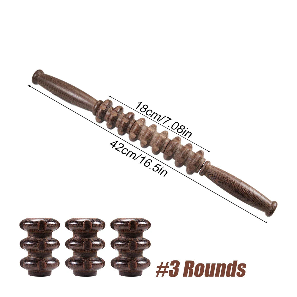 Wooden Exercise Roller Gua Sha – Handheld Muscle Massager for Sports Injuries