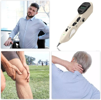 Rechargeable Electronic Acupuncture Pen with 3 Massage Heads, Meridian Finder