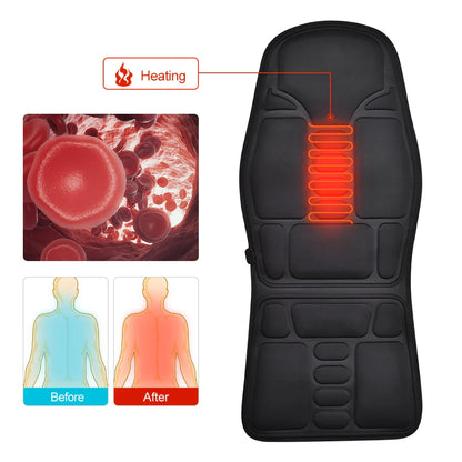 Electric Heating Vibrating Back Massage Cushion – 7 Motors
