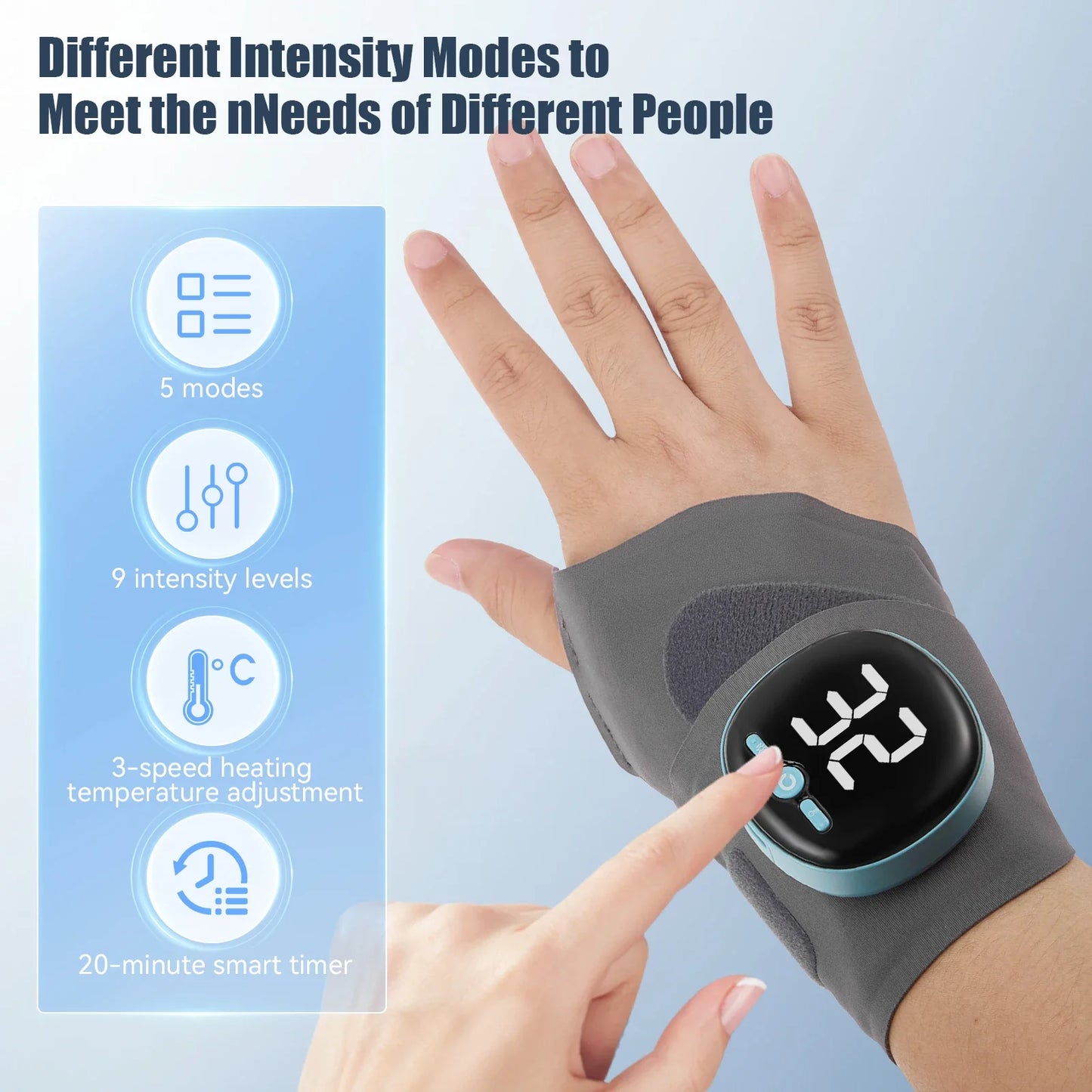 Wireless EMS Pain Relief Wrist Massager With Heat Guard
